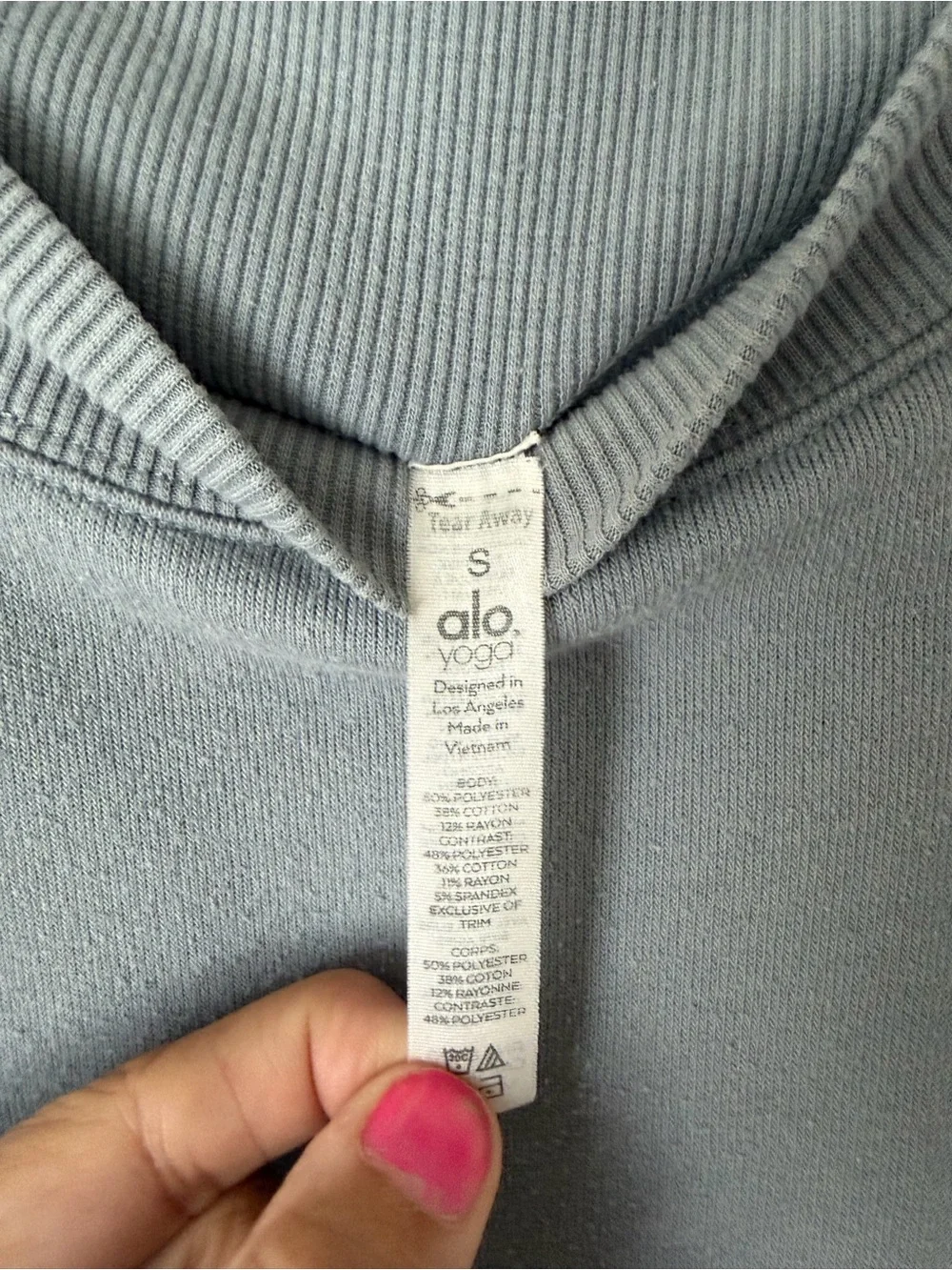 Alo Yoga Freestyle Mock Neck Sweatshirt Blue Gray Size Small